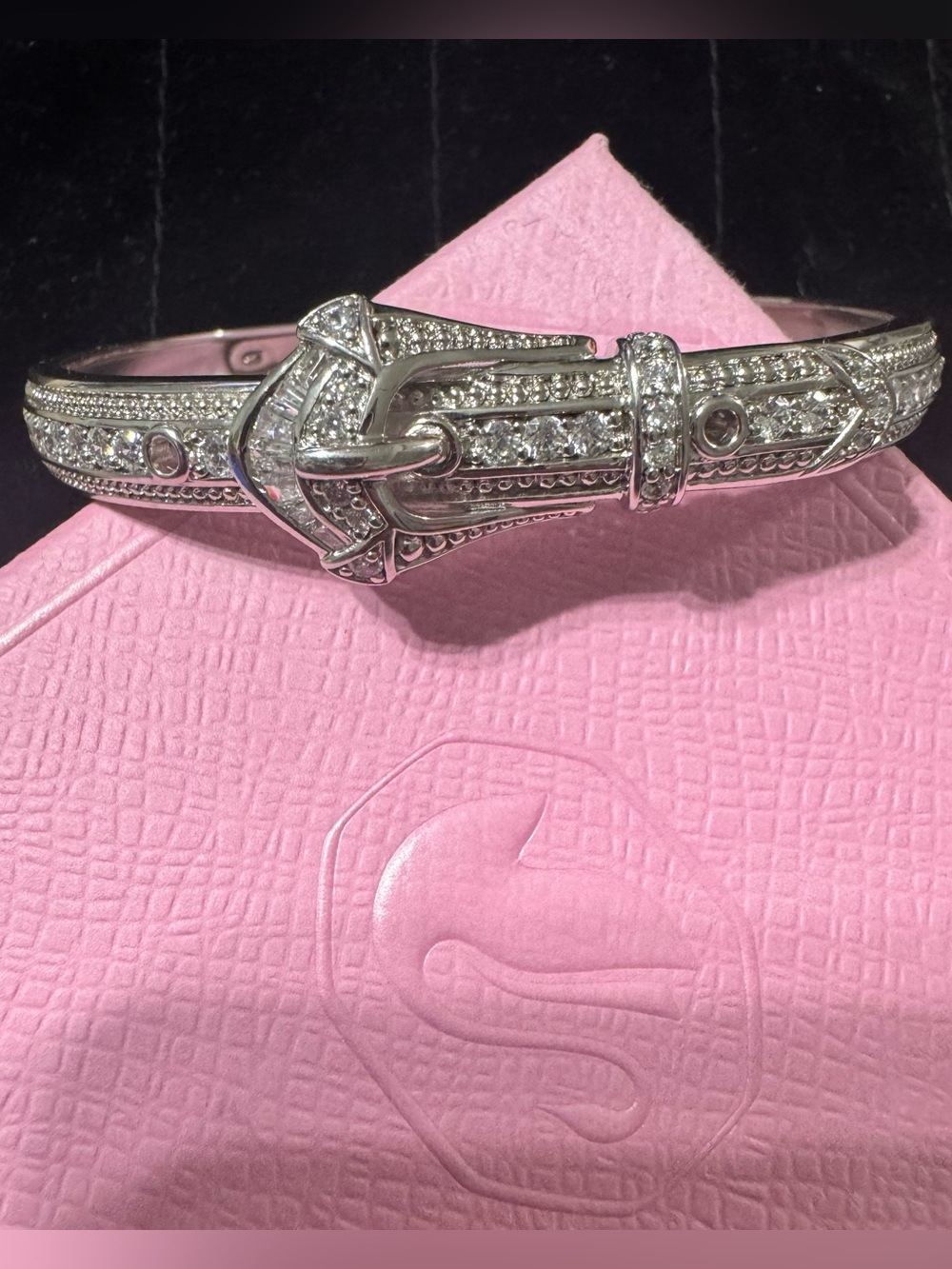 Victoria Wieck Sterling 925 Absolute Baguette Buckle Bracelet w/ Hinge Clasp